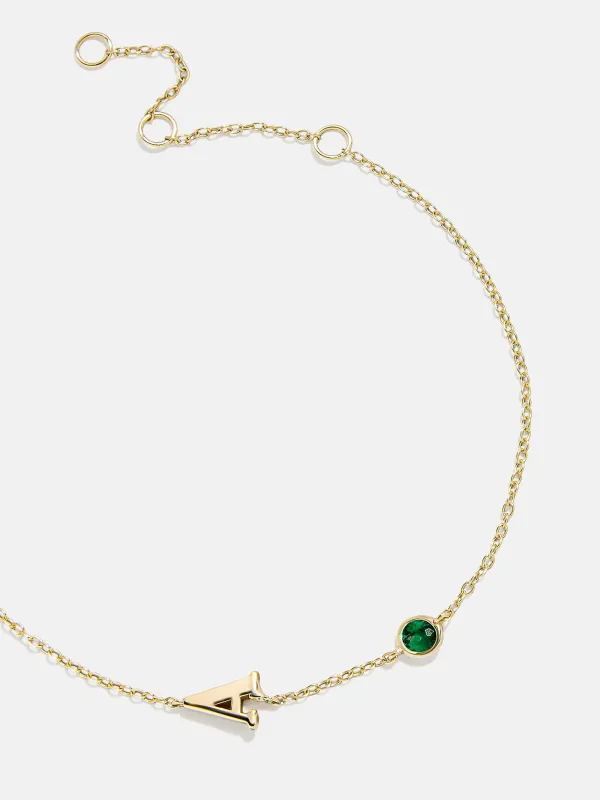 18K Gold Initial Birthstone Custom Bracelet - Emerald sold by BaubleBar