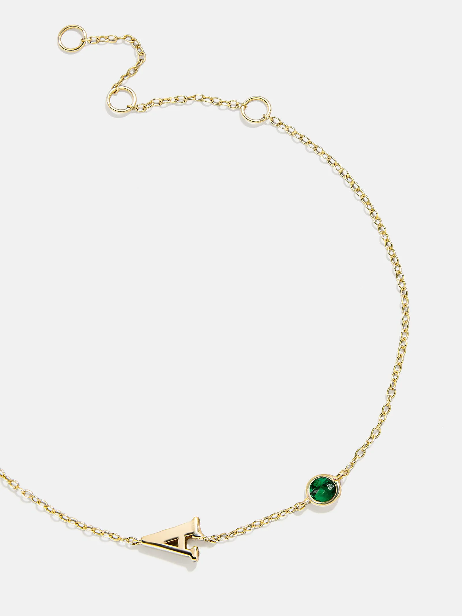 14K Gold Initial Birthstone Custom Bracelet - Emerald sold by BaubleBar