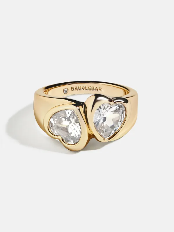 Two of Hearts Gold Ring - Gold/Pavé sold by BaubleBar