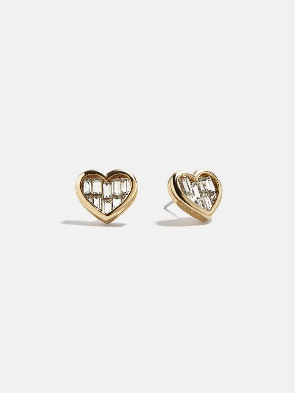 Sabrina Heart Stud Earrings - Gold/Pavé sold by BaubleBar