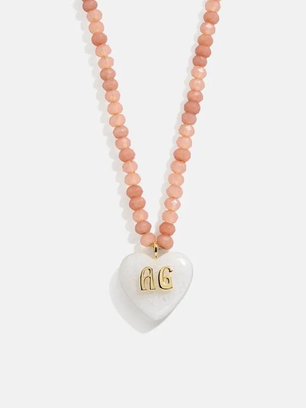 Semi-Precious Heart Custom Initial Necklace - White Quartz sold by BaubleBar