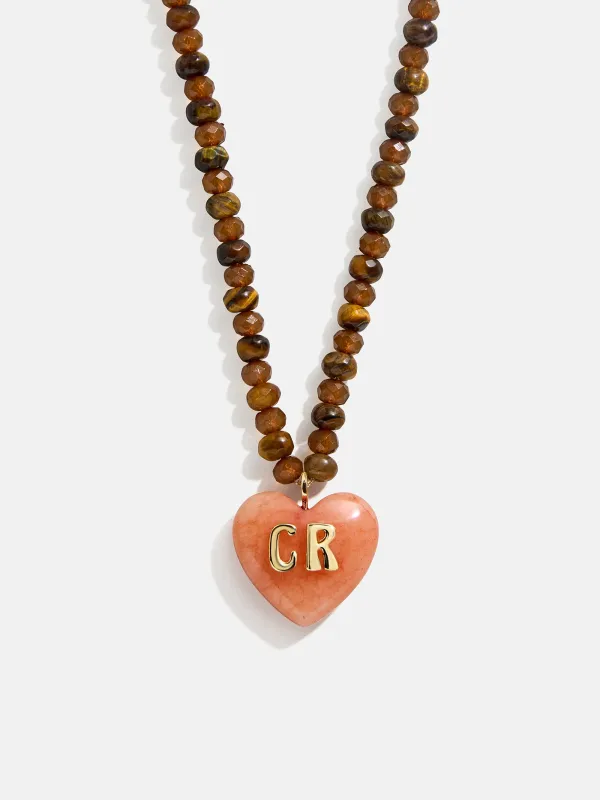 Semi-Precious Heart Custom Initial Necklace - Smoky Quartz sold by BaubleBar