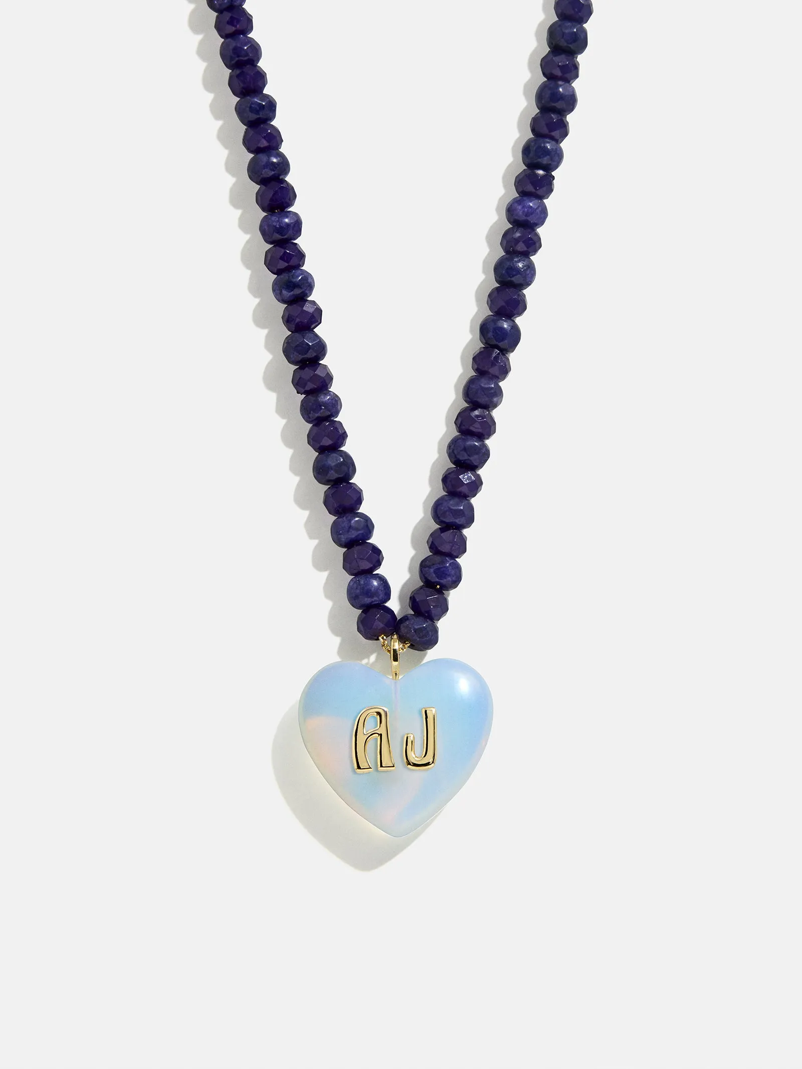 Semi-Precious Heart Custom Initial Necklace - Moonstone sold by BaubleBar