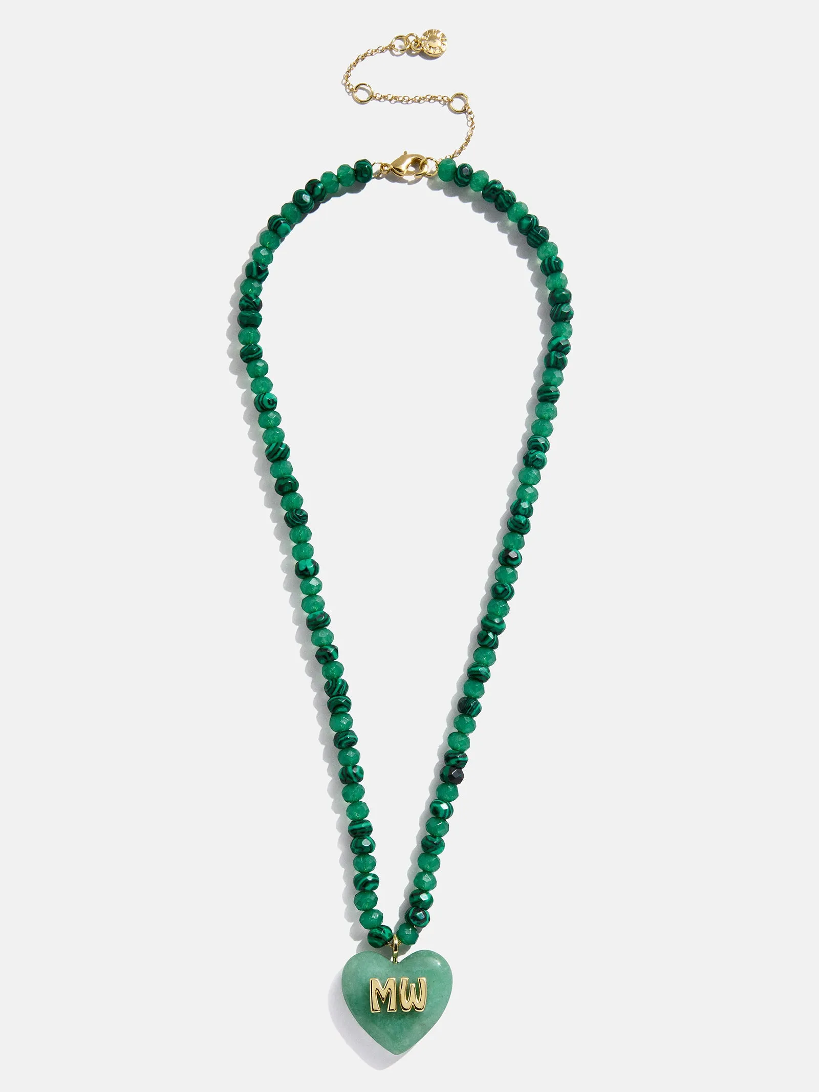 Semi-Precious Heart Custom Initial Necklace - Light Jade sold by BaubleBar product image thumbnail 3