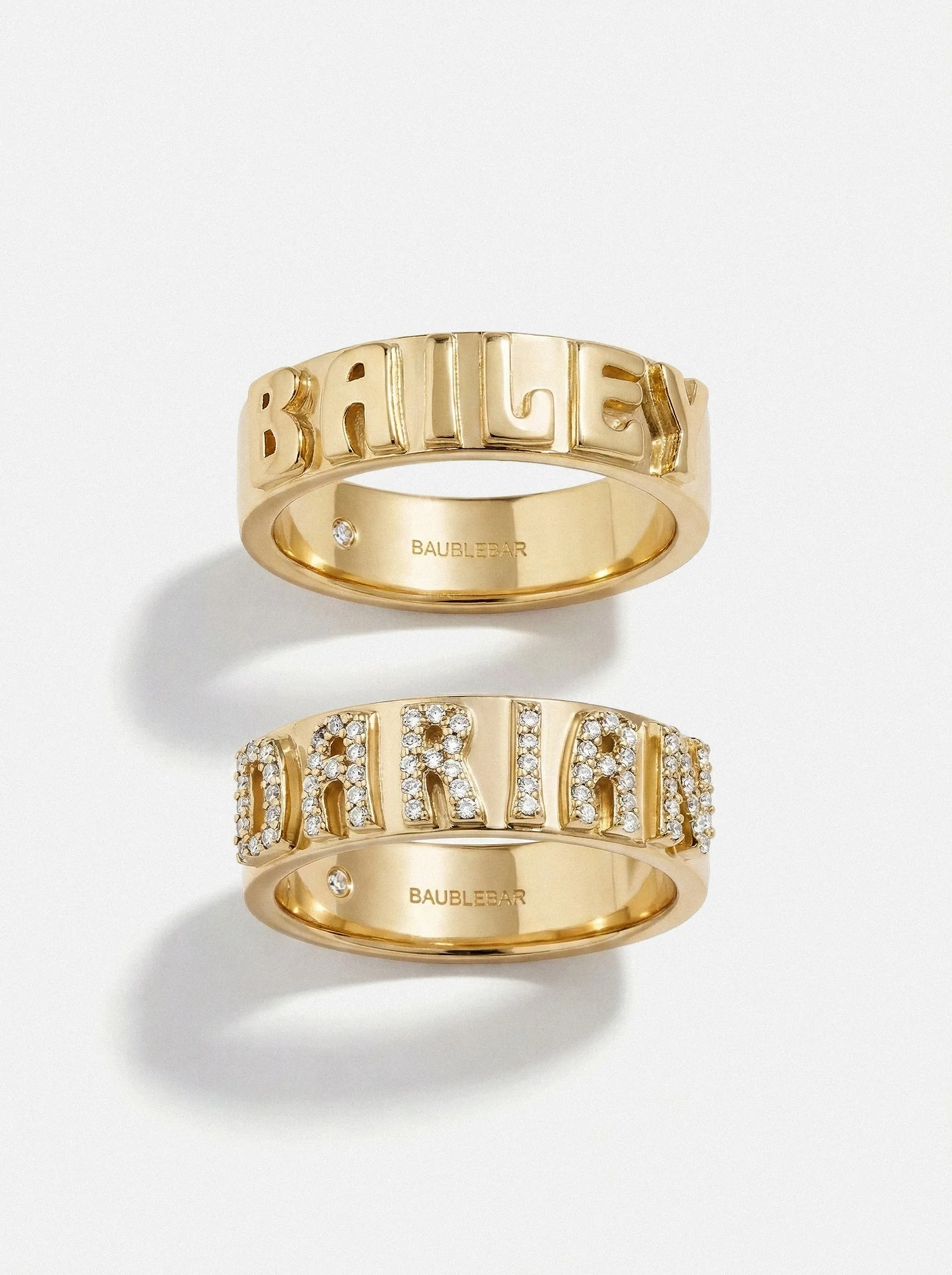 18K Gold Cigar Band Custom Ring - Gold/Pavé sold by BaubleBar