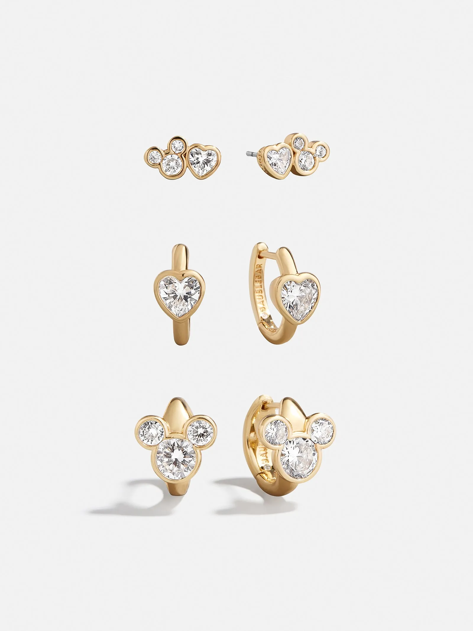 Disney Cubic Zirconia Heart Earring Set - Gold/Pavé sold by BaubleBar