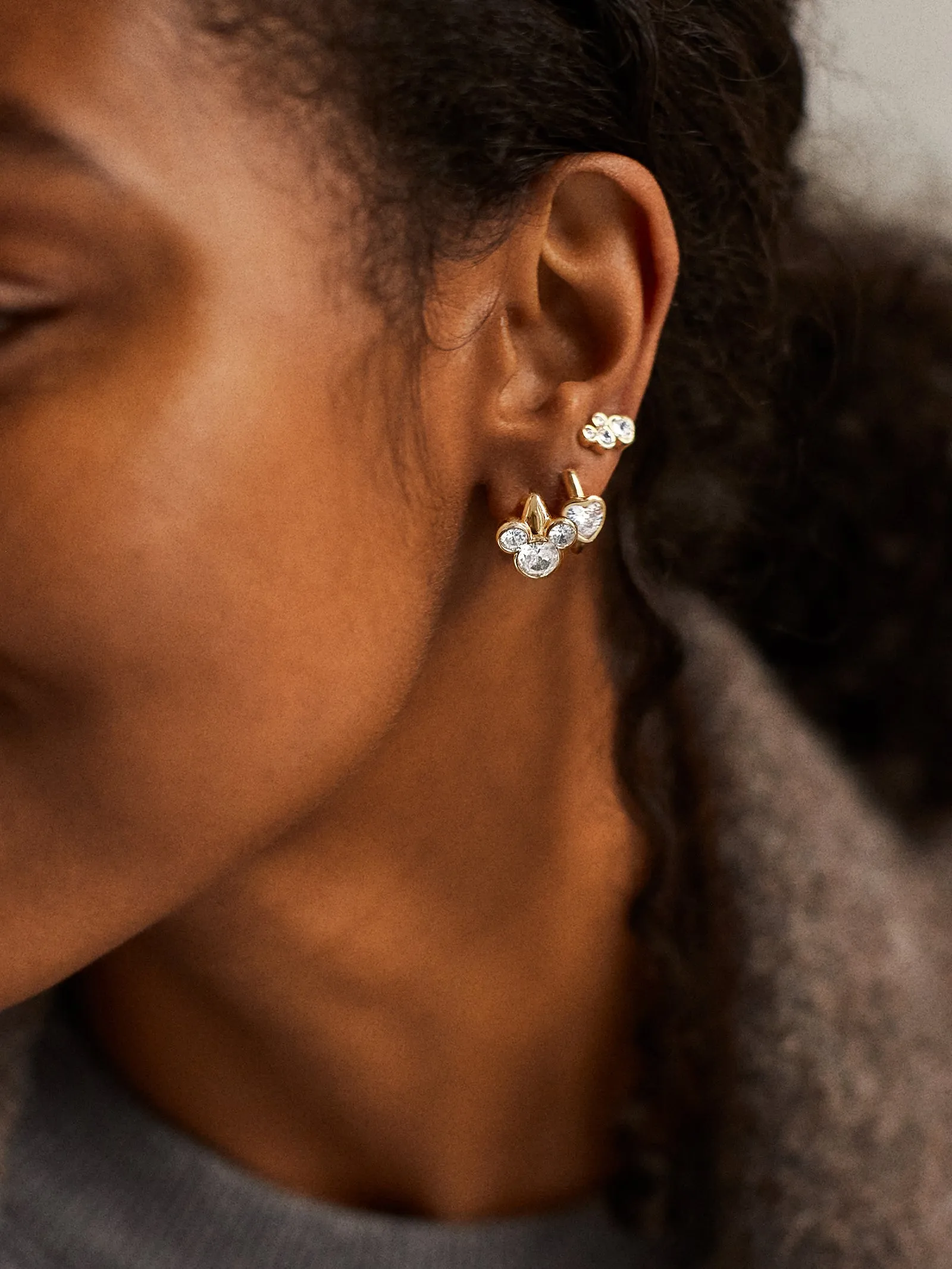 Disney Cubic Zirconia Heart Earring Set - Gold/Pavé sold by BaubleBar product image thumbnail 2