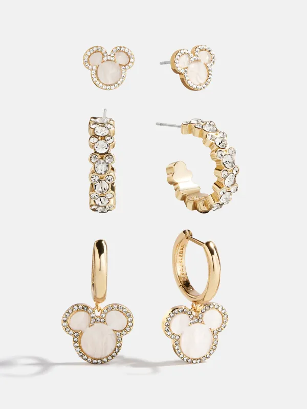Disney Mickey Mouse Mother of Pearl Earring Set - Gold/Pavé sold by BaubleBar
