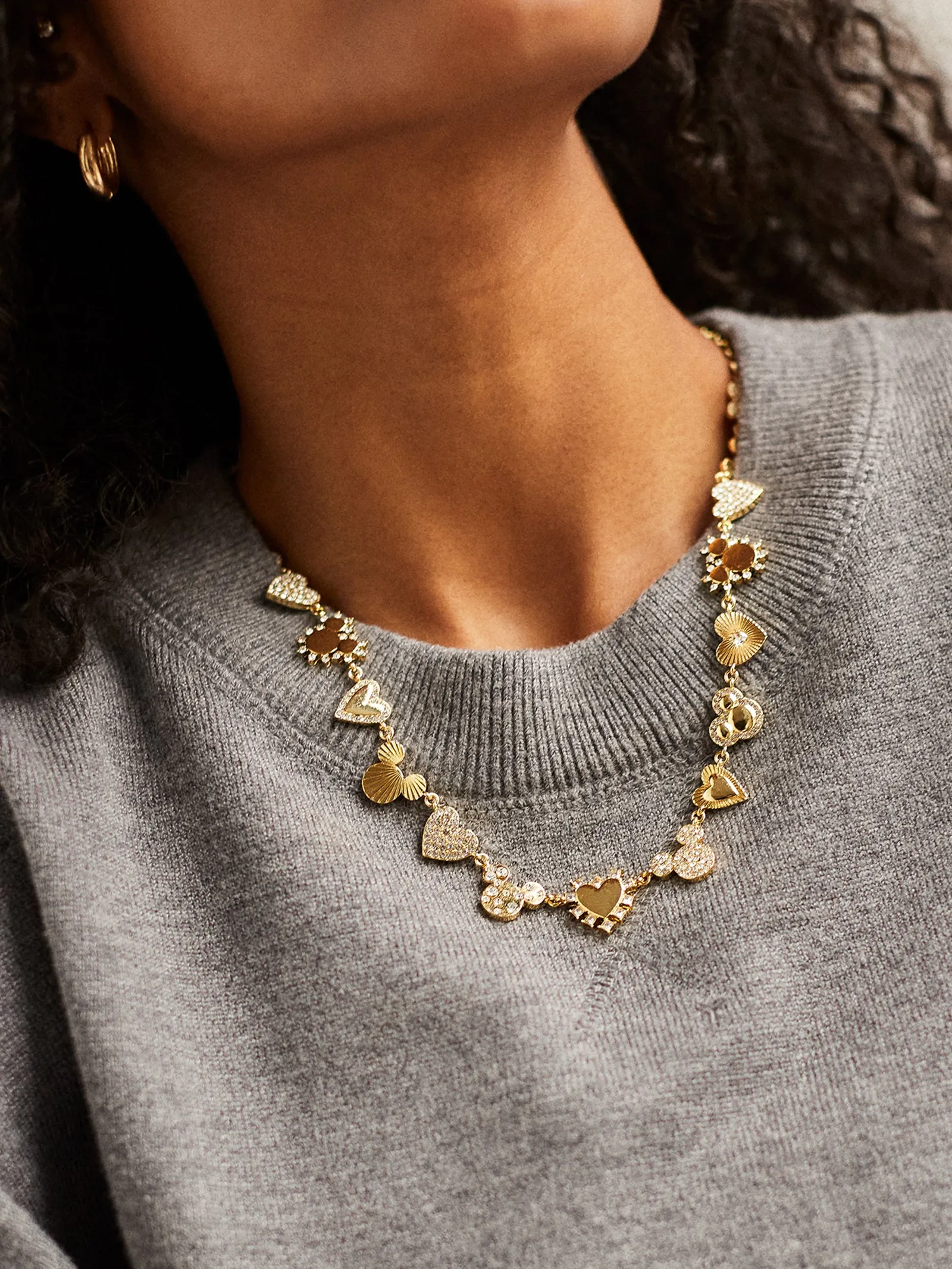 Disney Mickey Mouse Hearts Necklace - Gold/Pavé sold by BaubleBar product image thumbnail 2