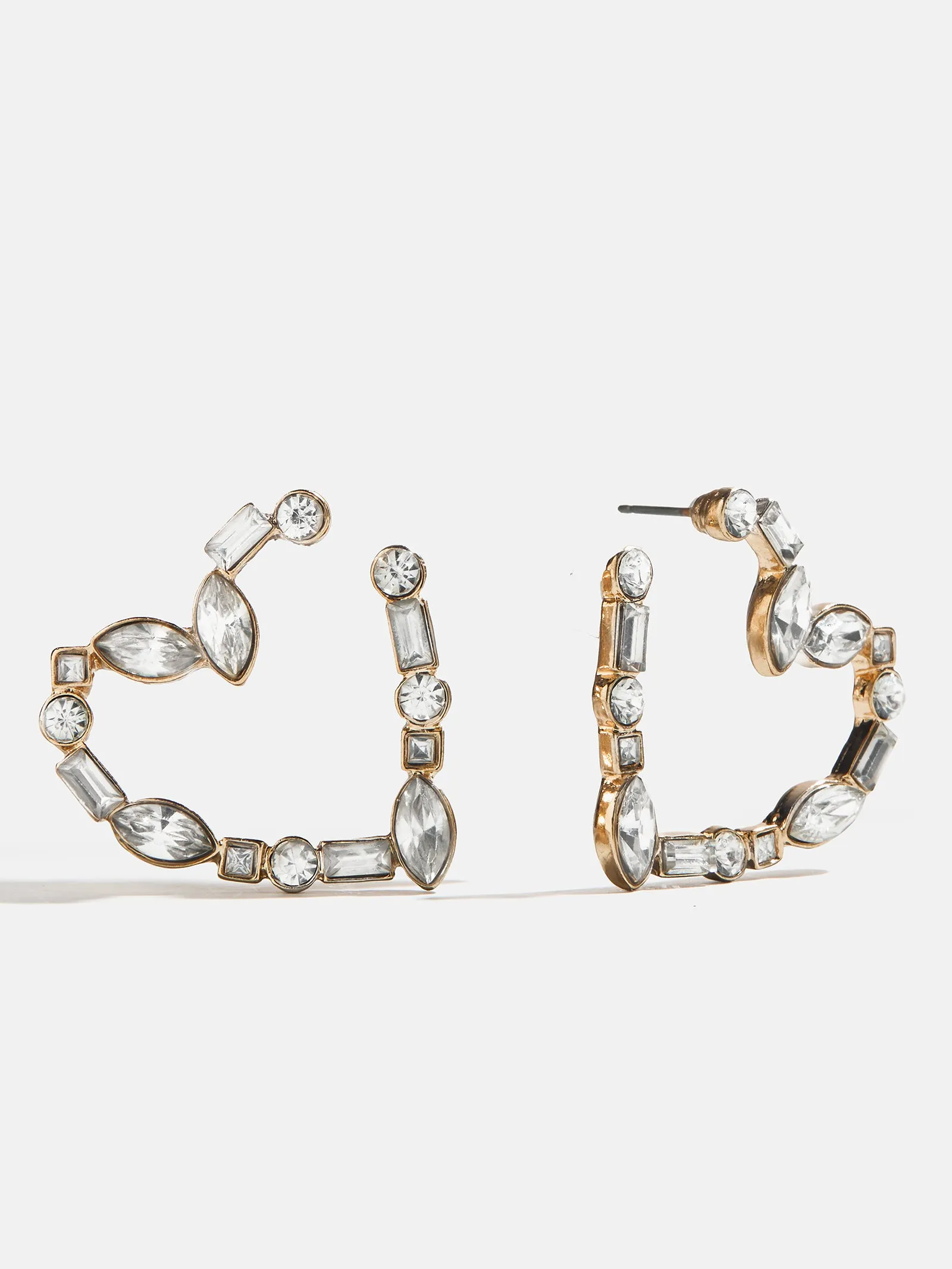 Mixed Stone Crystal Heart Hoops - Gold/Pavé sold by BaubleBar