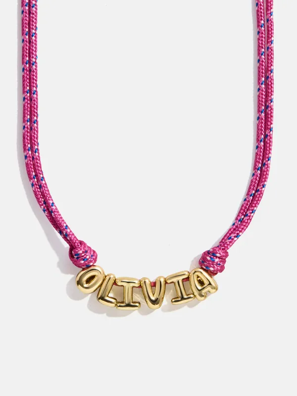 Bubble Letter Custom Paracord Necklace - Hot Pink sold by BaubleBar
