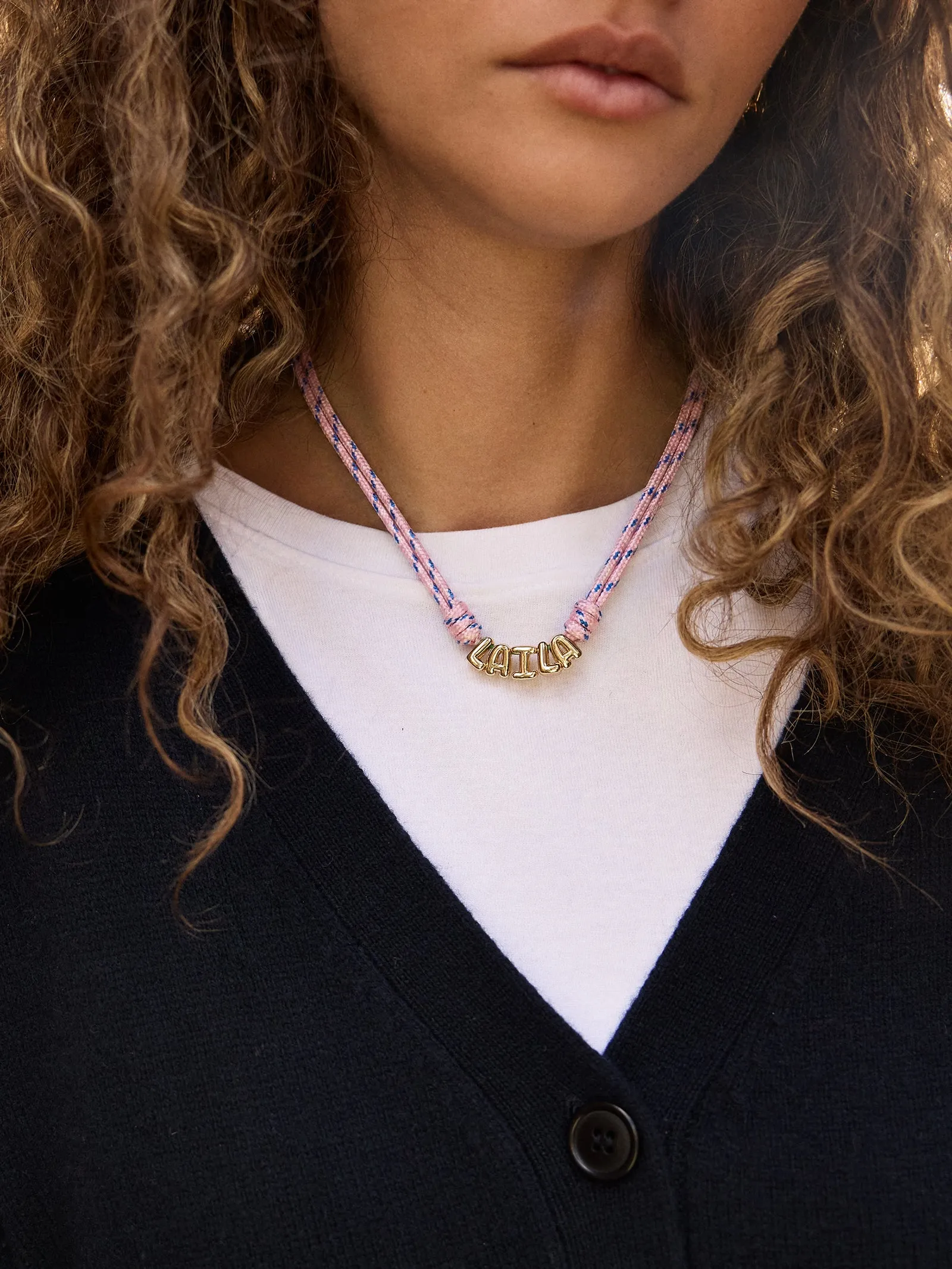 Bubble Letter Custom Paracord Necklace - Soft Pink sold by BaubleBar product image thumbnail 2