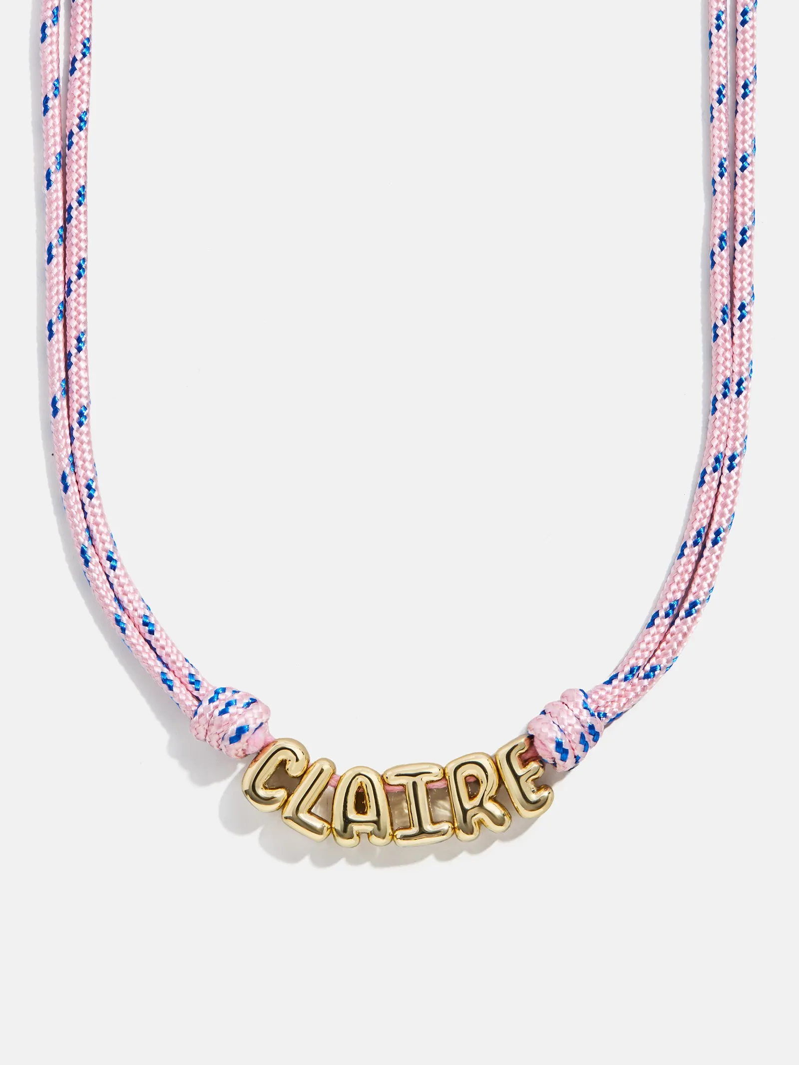 Bubble Letter Custom Paracord Necklace - Soft Pink sold by BaubleBar