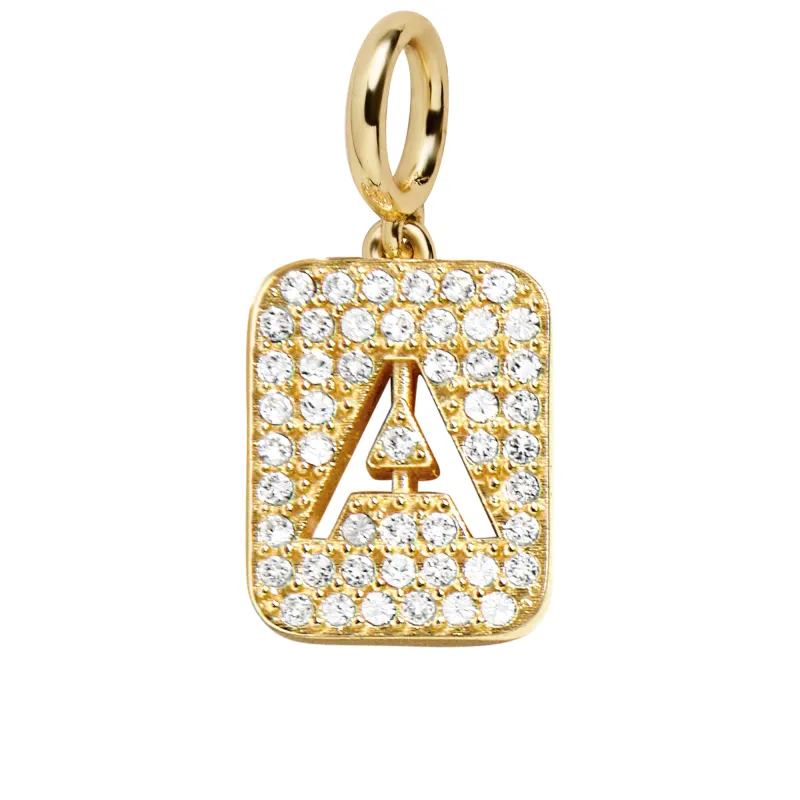 Block Pavé Initial Cluster Charm - A sold by BaubleBar