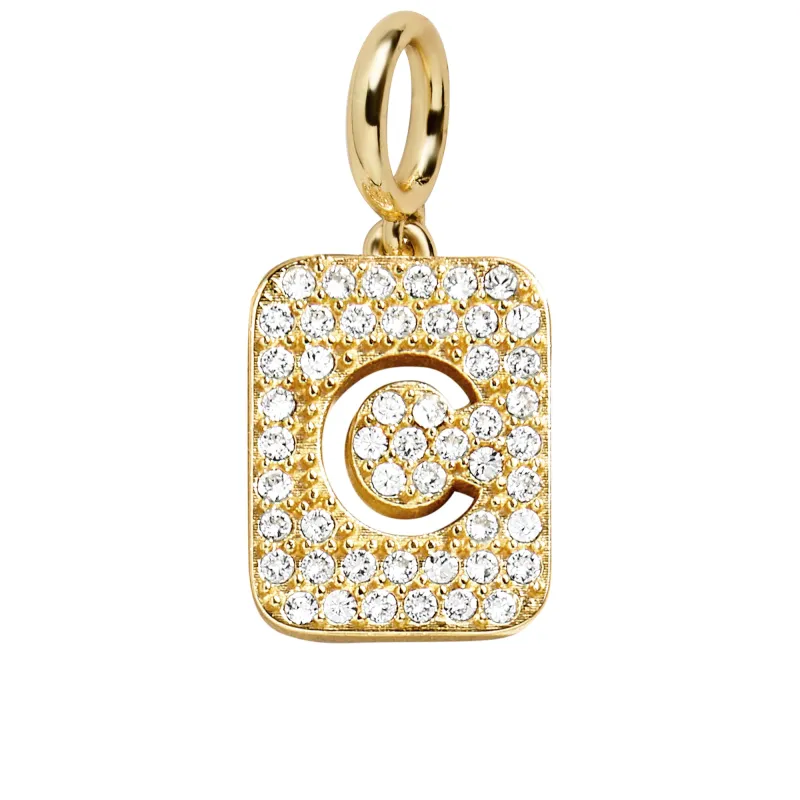 Block Pavé Initial Cluster Charm - C sold by BaubleBar