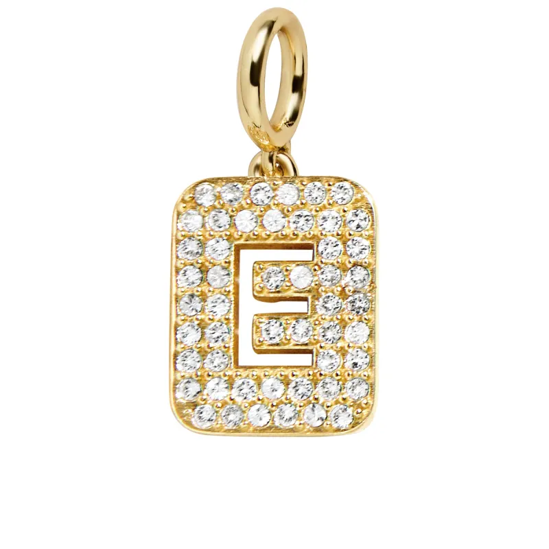 Block Pavé Initial Cluster Charm - E sold by BaubleBar
