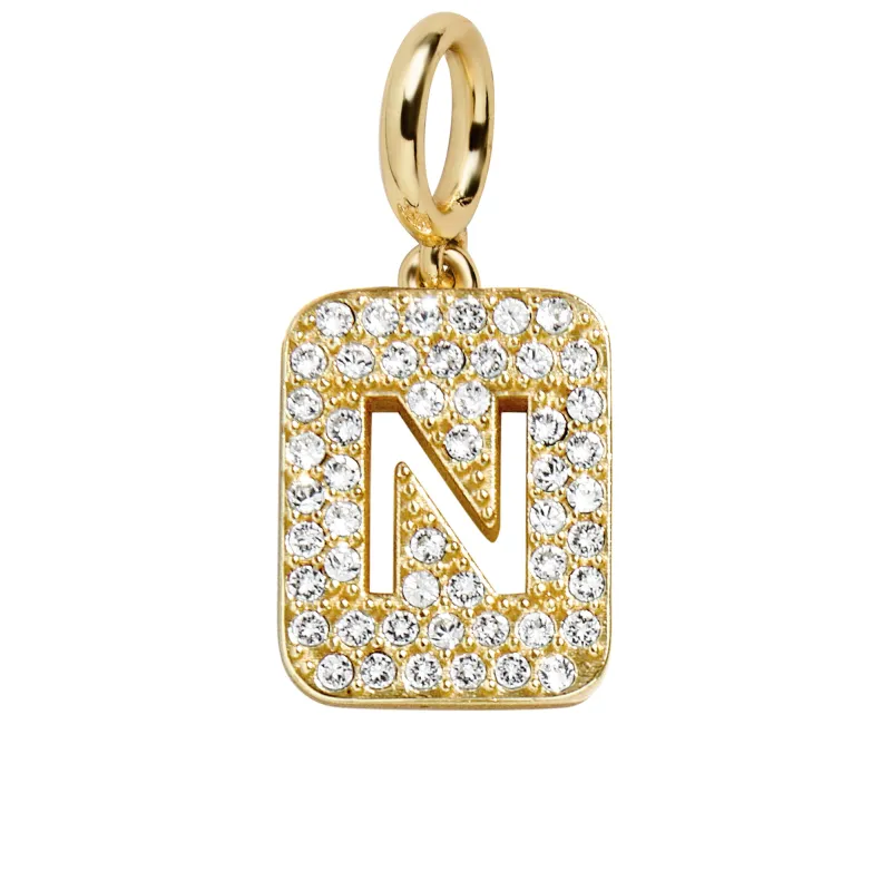 Block Pavé Initial Cluster Charm - N sold by BaubleBar