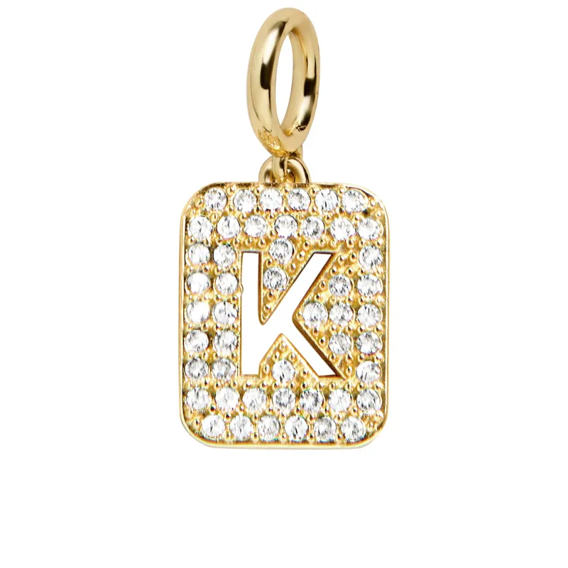 Block Pavé Initial Cluster Charm - K sold by BaubleBar