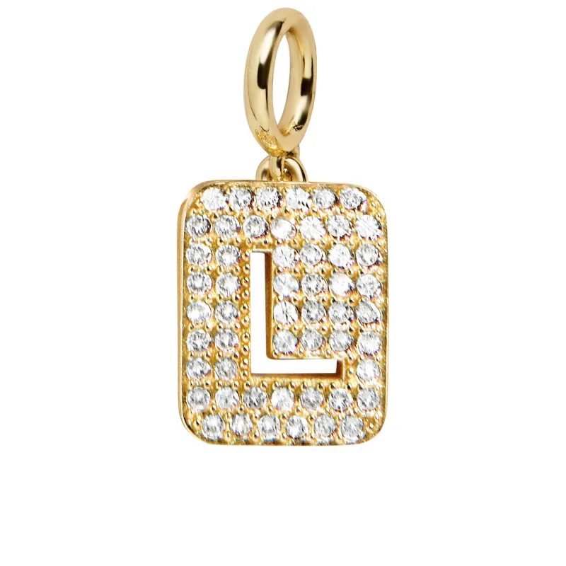 Block Pavé Initial Cluster Charm - L sold by BaubleBar