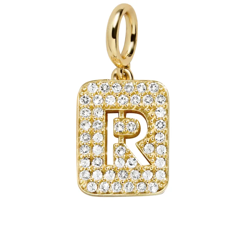 Block Pavé Initial Cluster Charm - R sold by BaubleBar