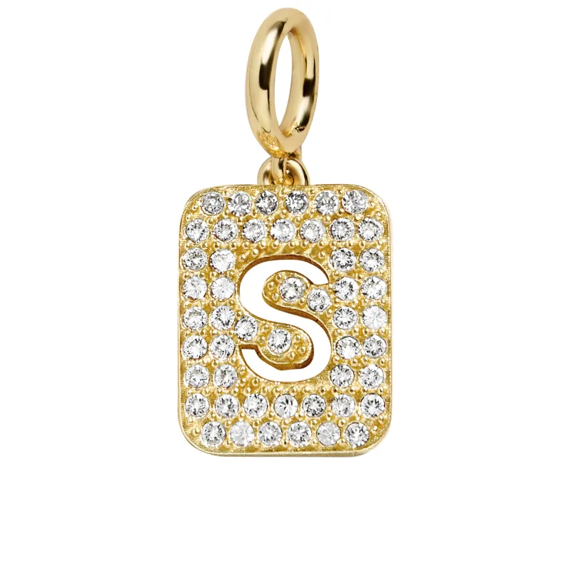 Block Pavé Initial Cluster Charm - S sold by BaubleBar