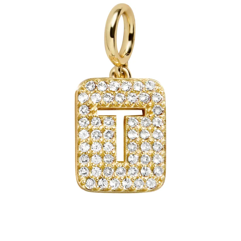 Block Pavé Initial Cluster Charm - T sold by BaubleBar