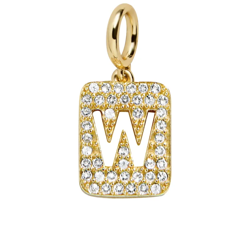 Block Pavé Initial Cluster Charm - W sold by BaubleBar
