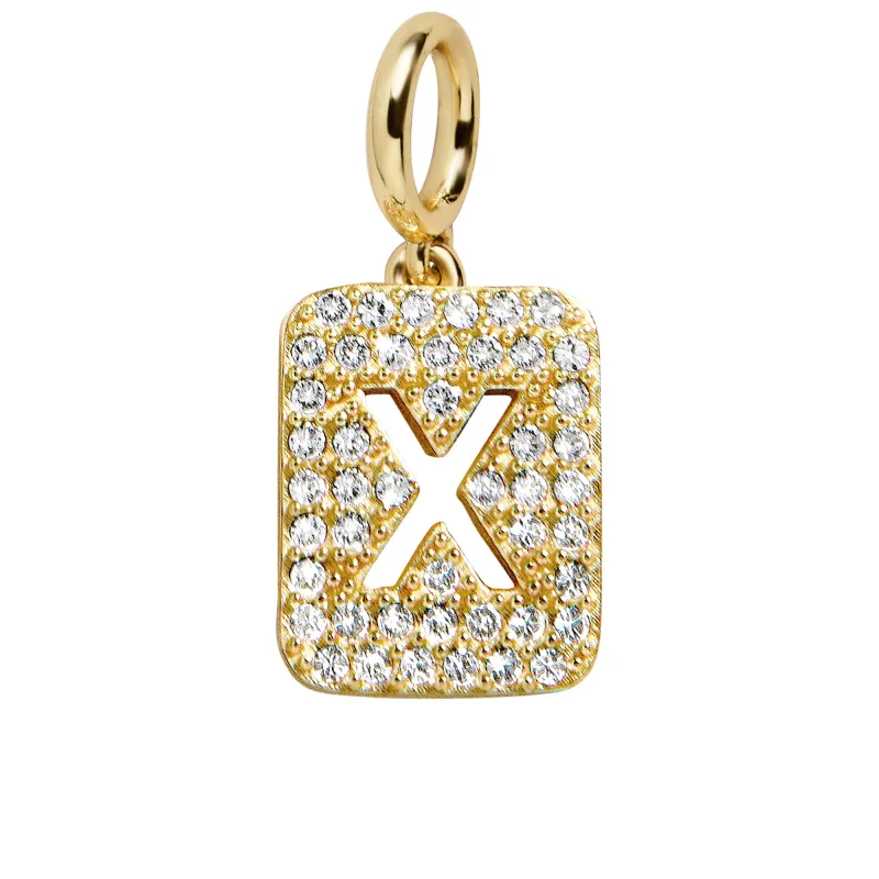 Block Pavé Initial Cluster Charm - X sold by BaubleBar