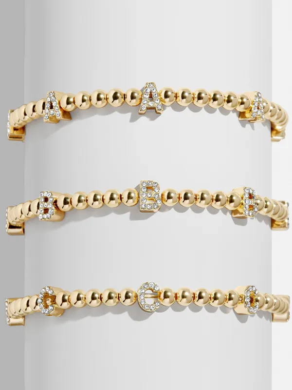 Gold/Pavé Repeating Initial Pisa Bracelet - A sold by BaubleBar
