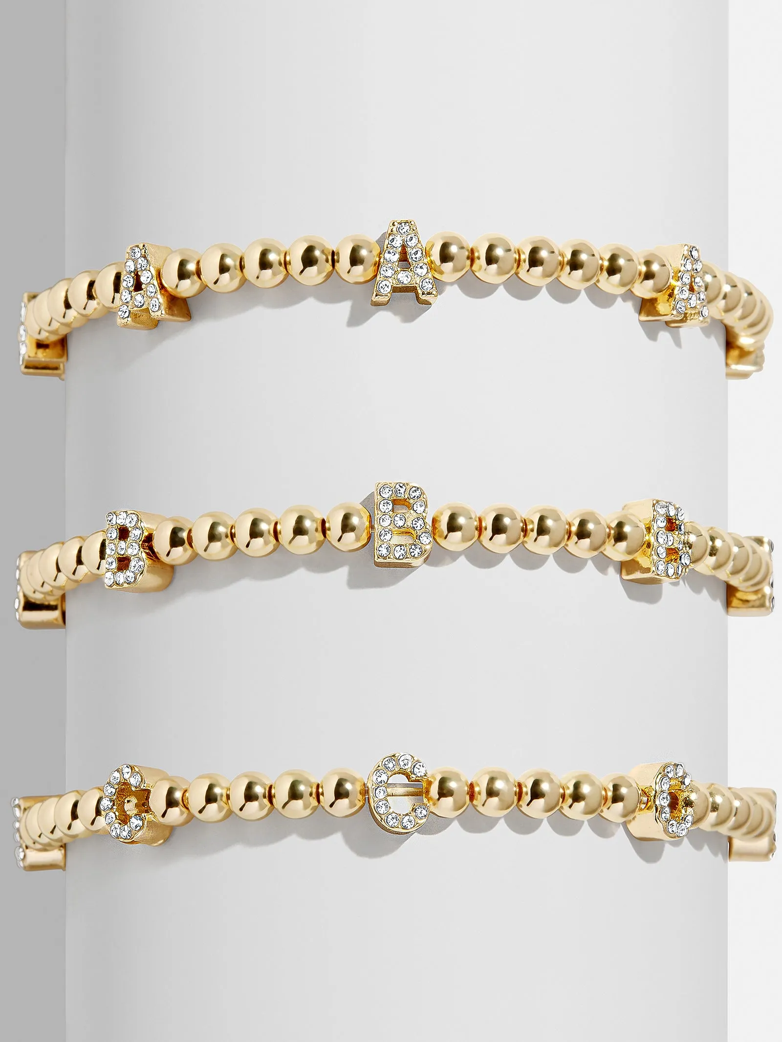 Gold/Pavé Repeating Initial Pisa Bracelet - A sold by BaubleBar