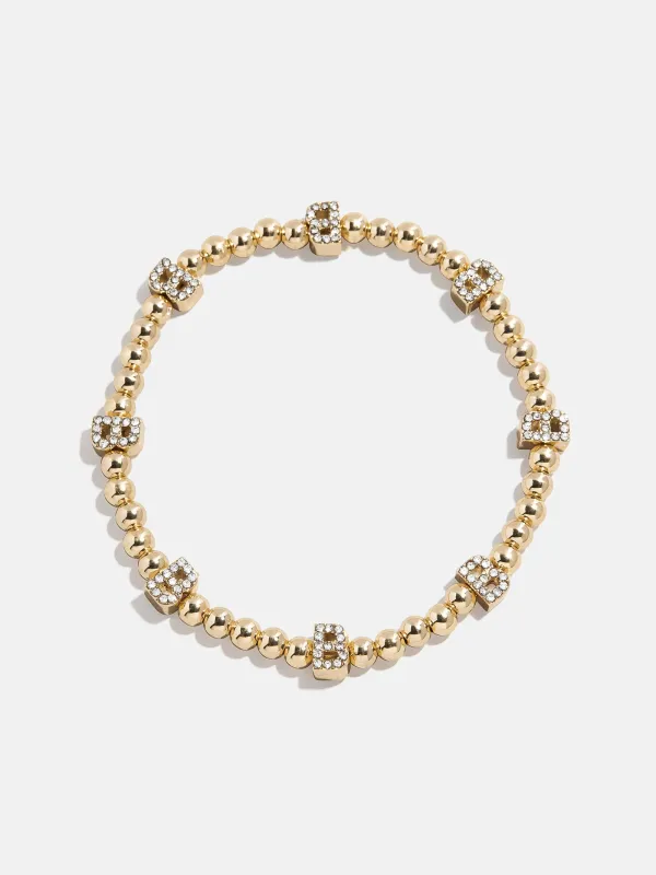 Gold/Pavé Repeating Initial Pisa Bracelet - B sold by BaubleBar