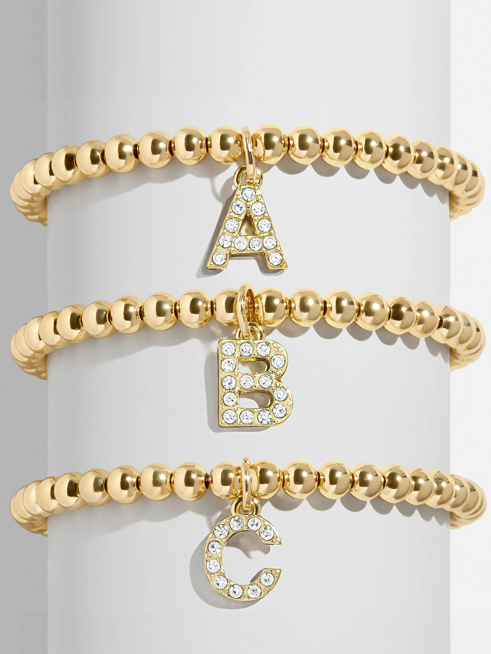 Gold/Pavé Dangle Charm Initial Pisa Bracelet - A sold by BaubleBar