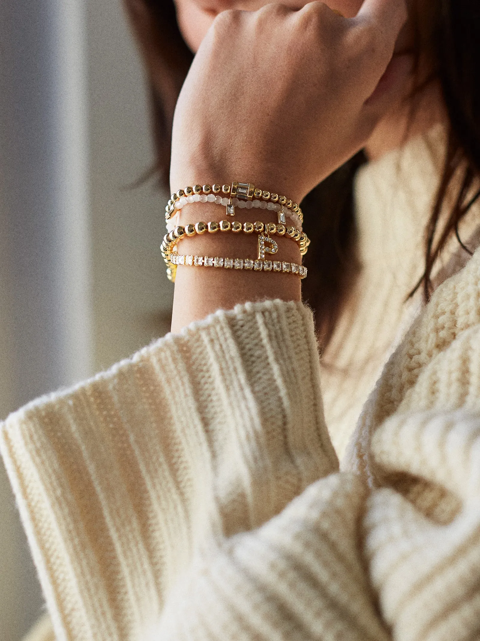 Gold/Pavé Dangle Charm Initial Pisa Bracelet - A sold by BaubleBar product image thumbnail 2