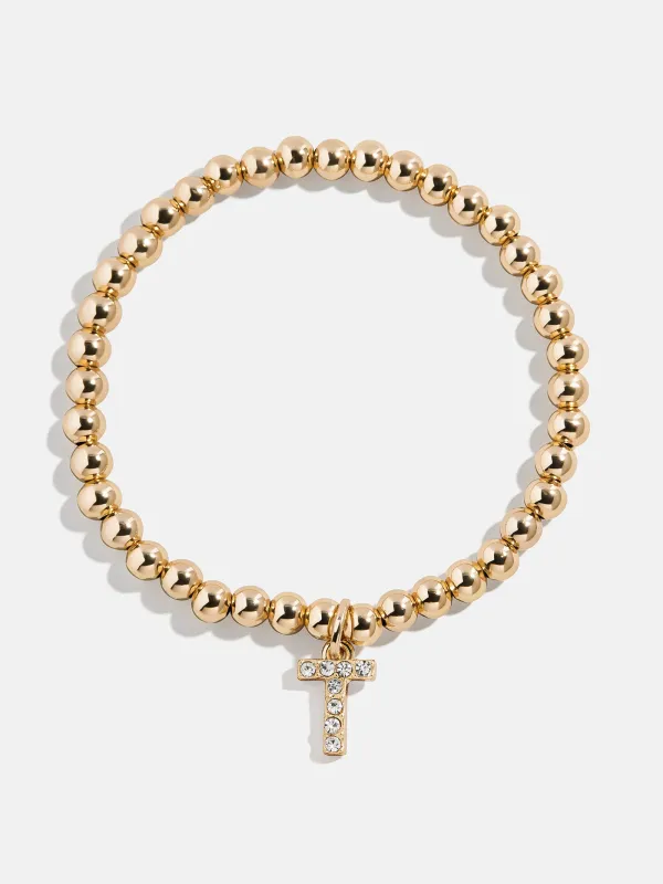 Gold/Pavé Dangle Charm Initial Pisa Bracelet - T sold by BaubleBar