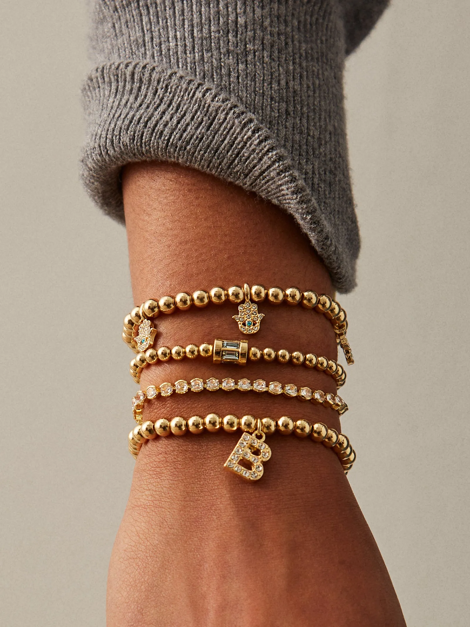 Gold/Pavé Dangle Charm Initial Pisa Bracelet - M sold by BaubleBar product image thumbnail 3