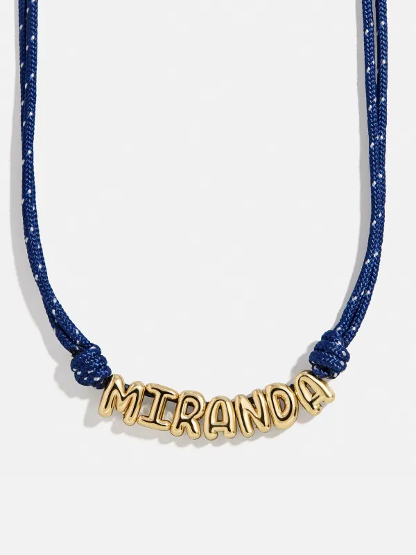 Bubble Letter Custom Paracord Necklace - Navy/White sold by BaubleBar