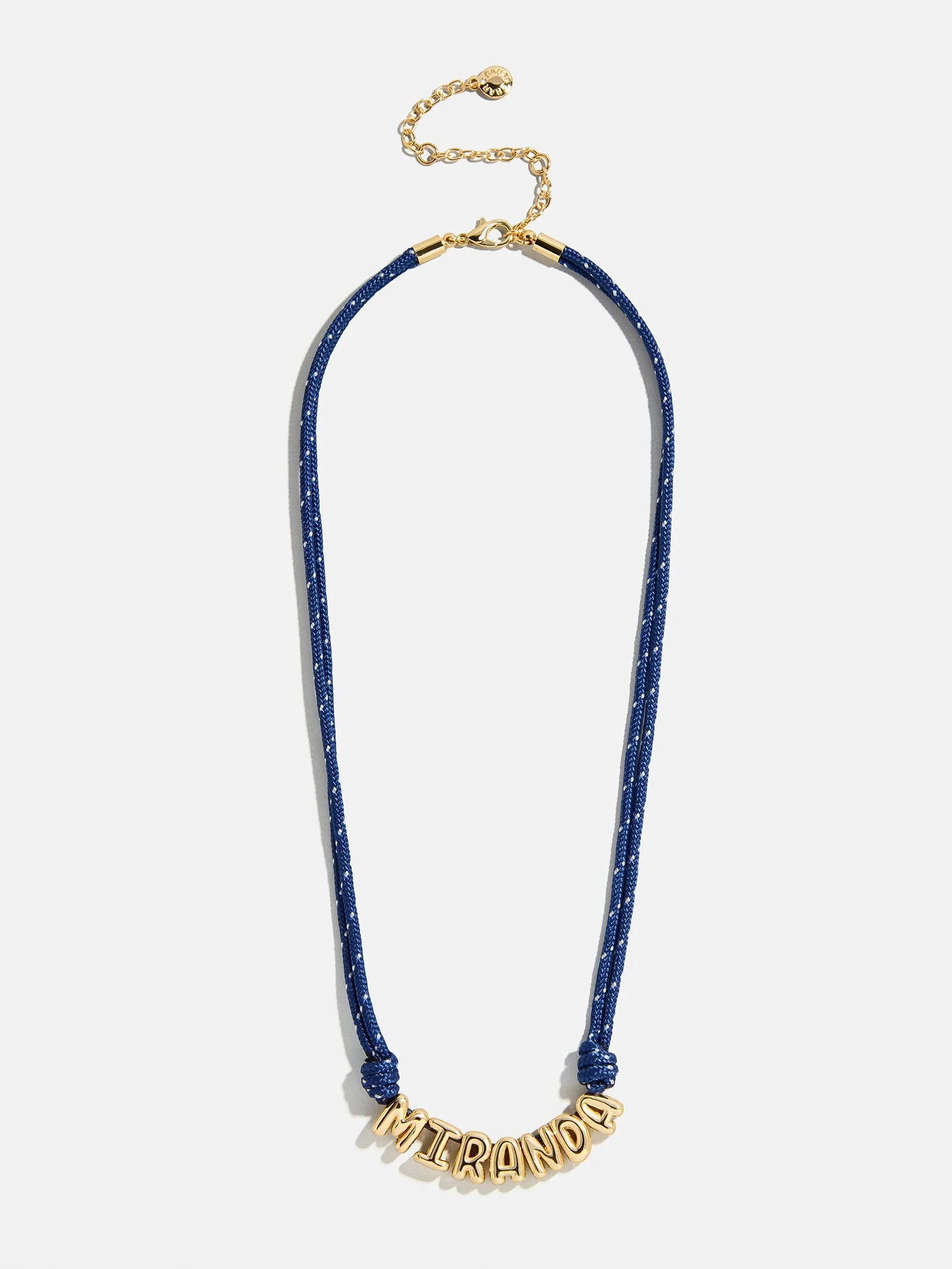 Bubble Letter Custom Paracord Necklace - Navy/White sold by BaubleBar product image thumbnail 4