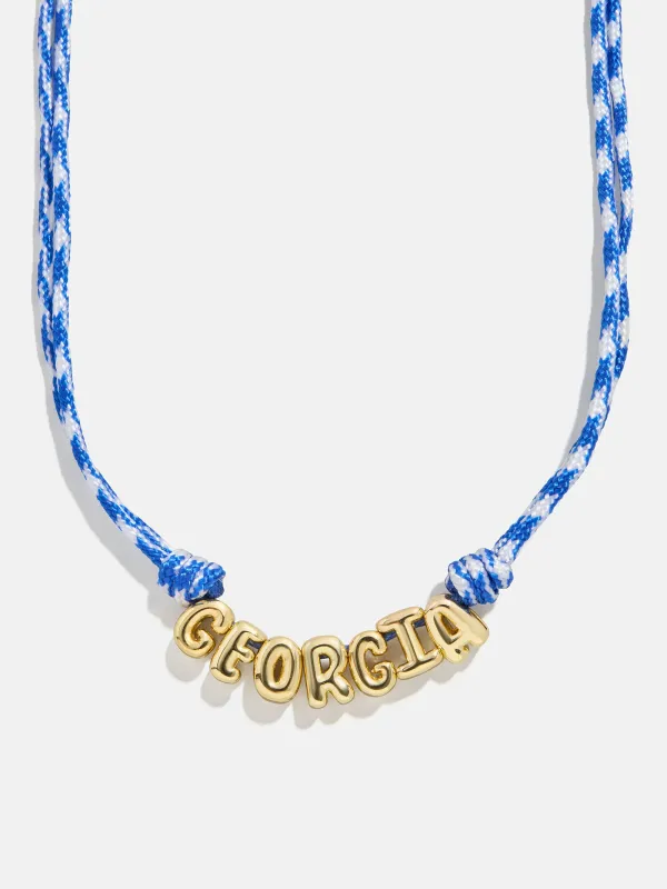 Bubble Letter Custom Paracord Necklace - Blue/White sold by BaubleBar