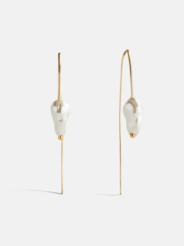 Teagan Threaded Pearl Earrings - Gold/Pearl sold by BaubleBar