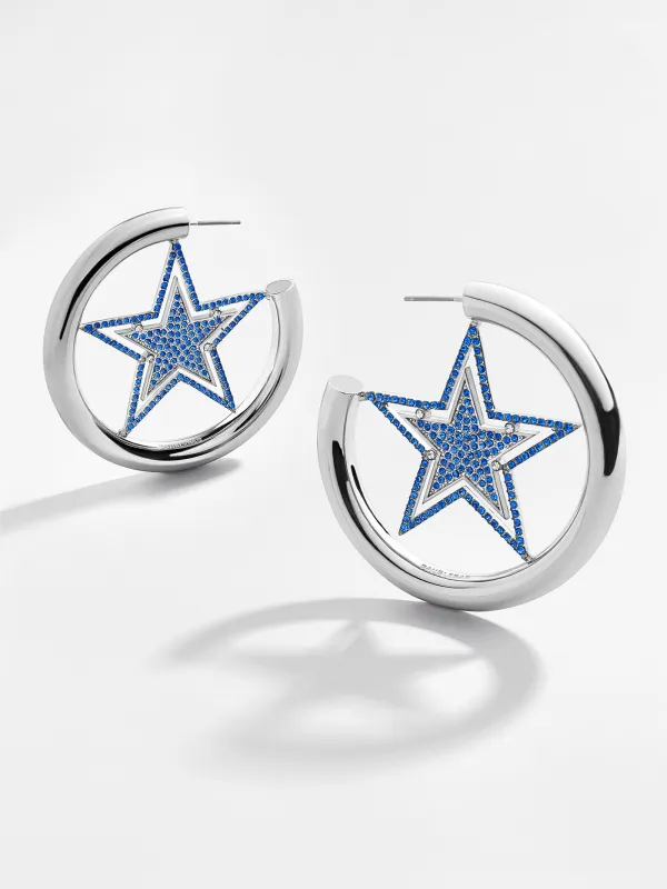 Dallas Cowboys NFL Logo Silver Hoops sold by BaubleBar