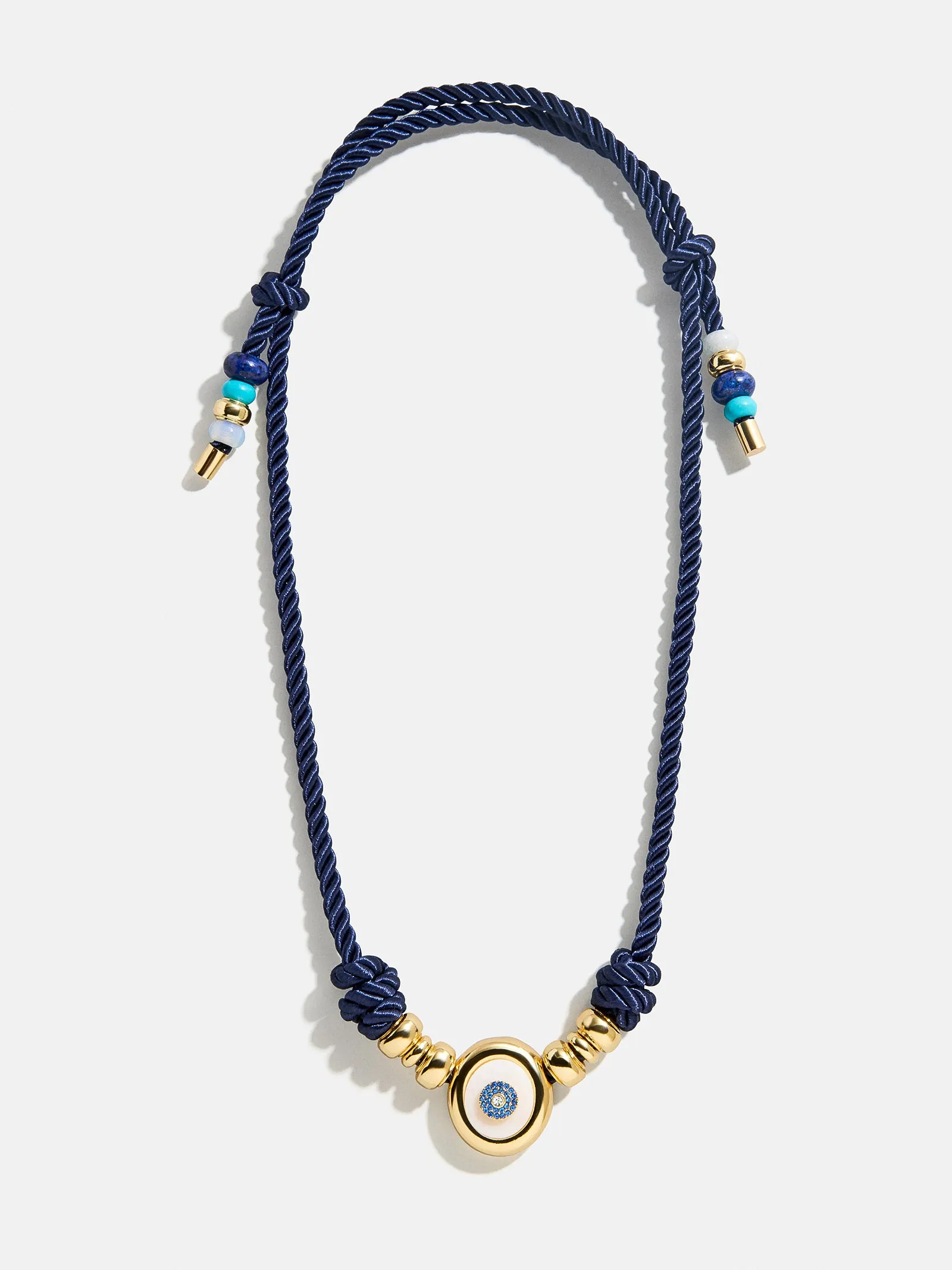 Eye Candy Evil Eye Cord Necklace - Gold/Blue sold by BaubleBar