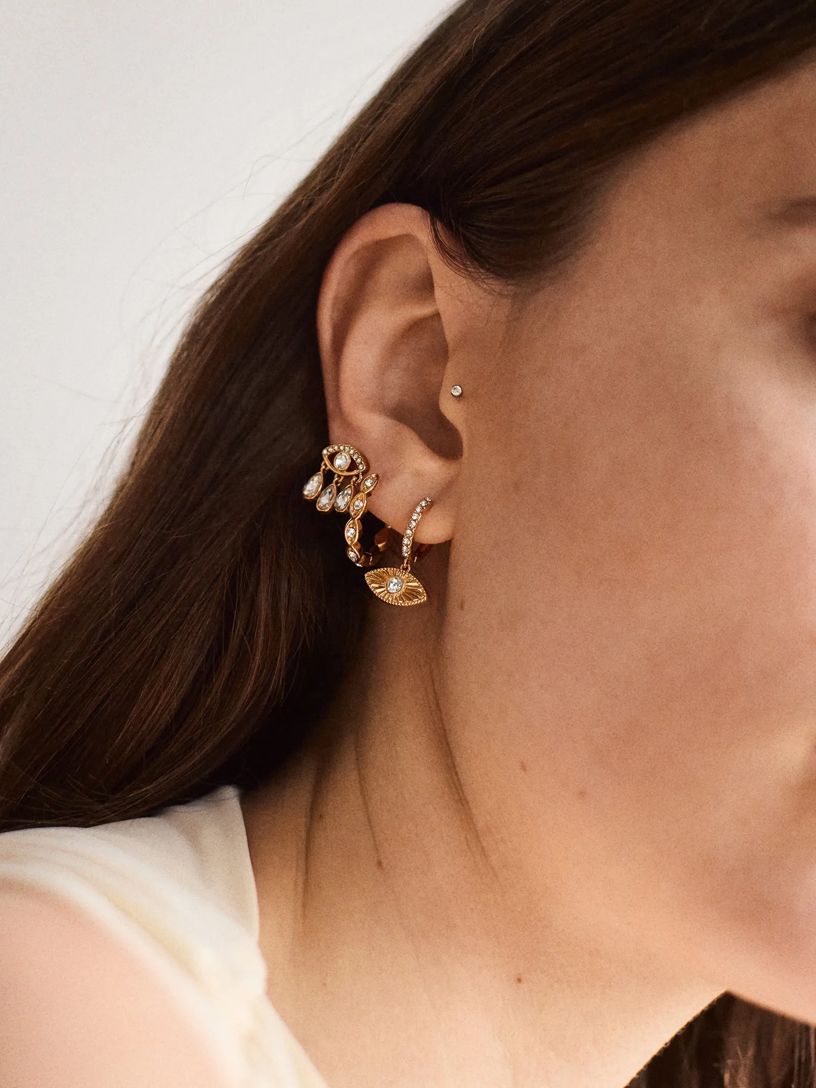 Good Intentions Evil Eye Earring Set - Gold/Pavé sold by BaubleBar product image thumbnail 2