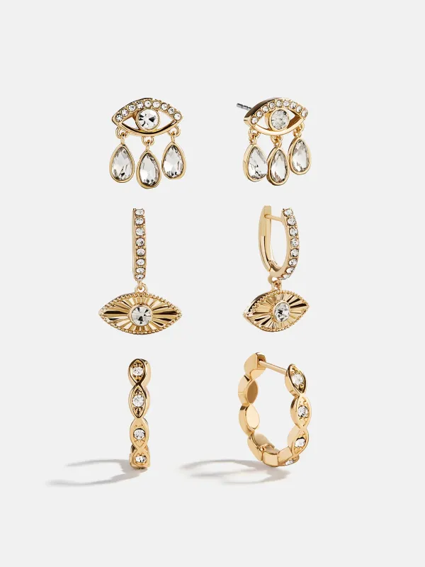 Good Intentions Evil Eye Earring Set - Gold/Pavé sold by BaubleBar