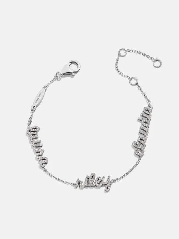14K Sterling Silver/Pavé Custom Script Multi Name Bracelet - 3 Names sold by BaubleBar