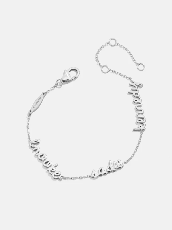 14K Sterling Silver Custom Script Multi Name Bracelet - 3 Names sold by BaubleBar