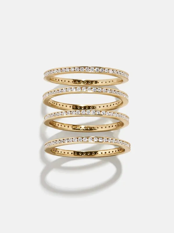Tana 14K Gold Ring Set - Gold/Pavé sold by BaubleBar