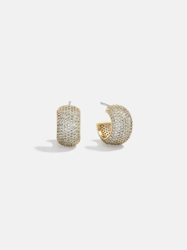 Claire 14K Pavé Huggie Earrings - Gold/Pavé sold by BaubleBar