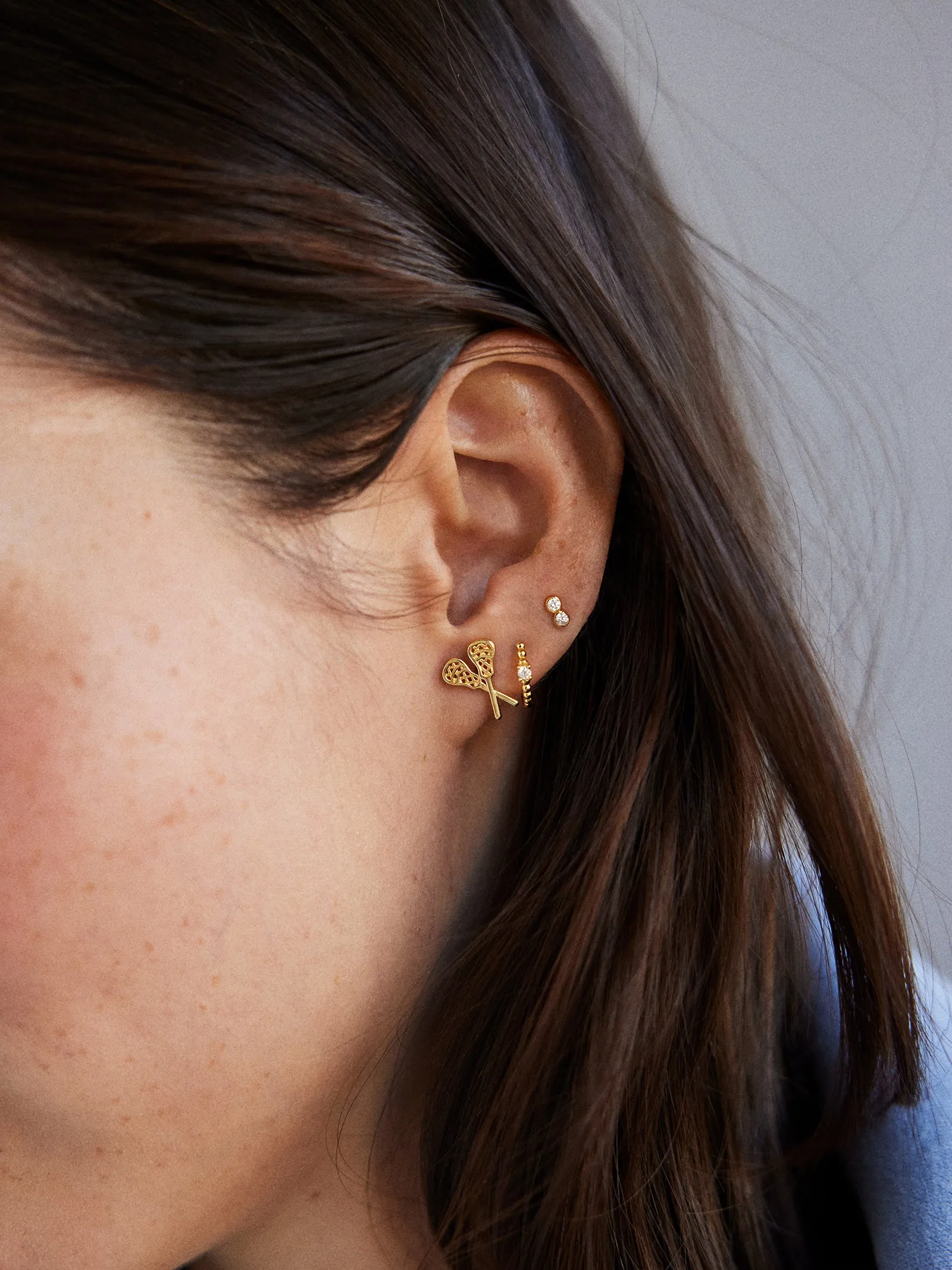 14K Gold Sports Delicate Stud - Lacrosse sold by BaubleBar product image thumbnail 2