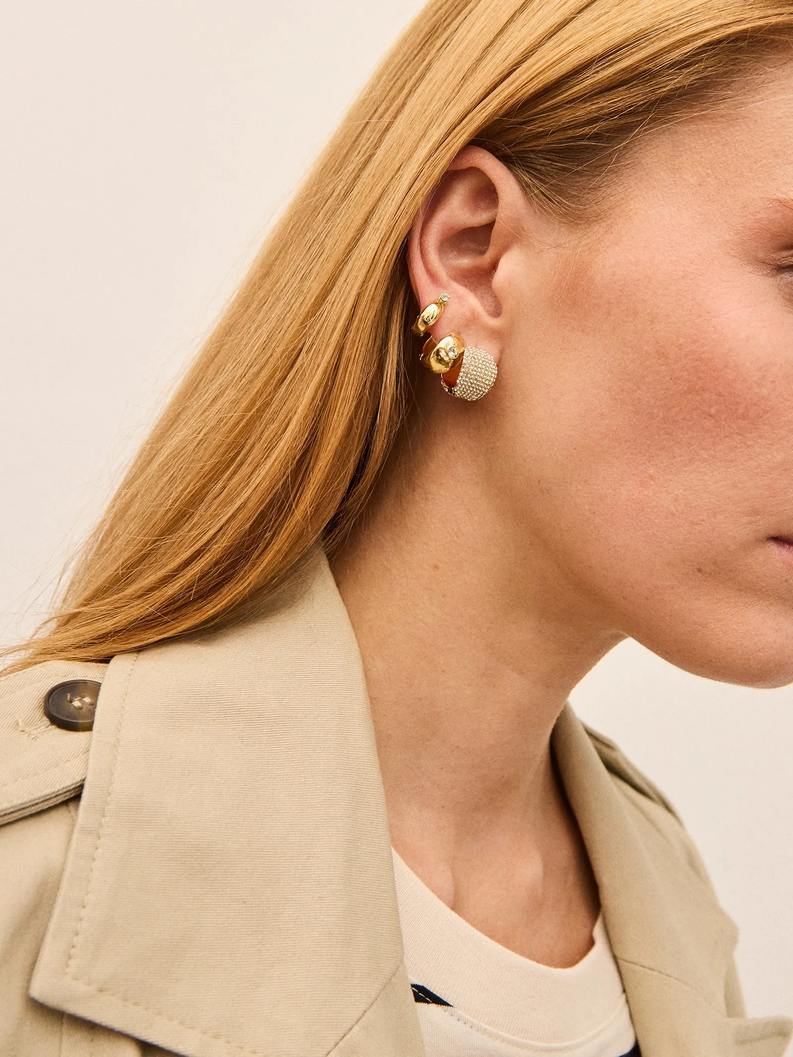 Britt Huggie Earring Set - Gold/Pavé sold by BaubleBar product image thumbnail 2