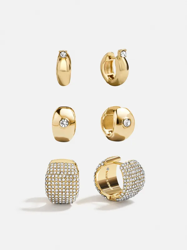 Britt Huggie Earring Set - Gold/Pavé sold by BaubleBar